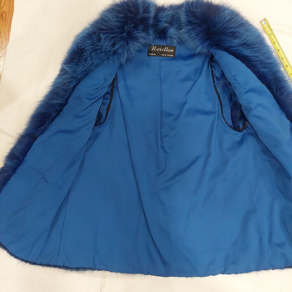 Authentic REVILLON Paris New York Electric Blue Rabbit Fox Fur Convertible Vest - Picture 8 of 14
